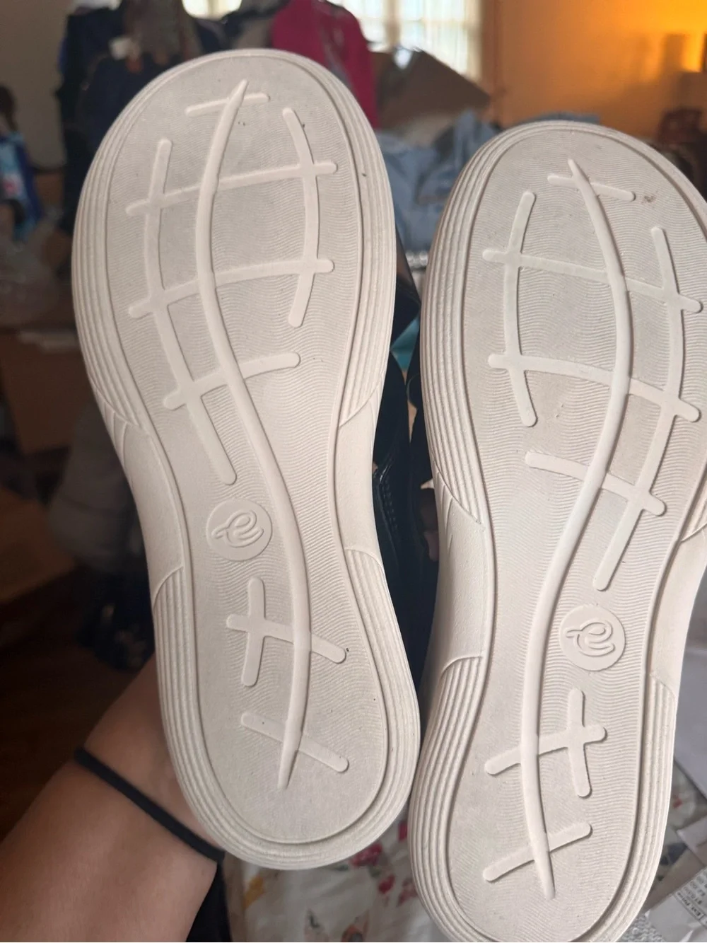 Easy Spirit Black Cross-Strap Slide Sandals with Tan Footbed NEW!